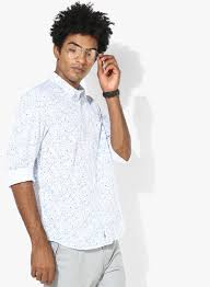 Indigo Nation White Solid Slim Fit Casual Shirt