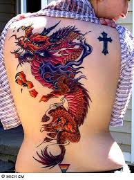 Black And Red Dragon Back Tattoo Color Dragon Tattoo Designs With Pictures Dragon Tattoo Colour Red Dragon Tattoo Chinese Dragon Tattoos