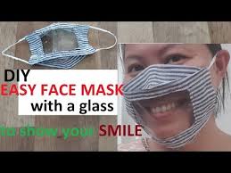 Diy Face Mask Show Your Smile How To Do Easy Face Mask With Mouth Glass Stoffmaske Mit Mundglas Yout Easy Face Mask Diy Face Masks For Kids Diy Face Mask