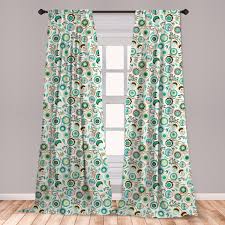 Mint color in a variety of clothing. East Urban Home Anmie Retro Window Curtains Joy Of Nature Coming Alive In Spring Pastel Colored Flowers Lightweight Decorative Panels Set Of 2 With Rod Pocket 56 X 95 Mint Green Sky Blue Wayfair