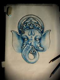 He is the hindu god with a head of an elephant and pot belied human body. Blue Ganesha Head Tattoo Design By Artur Nakolet
