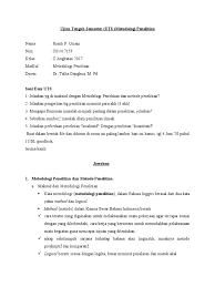 Soal dan jawaban pilihan ganda pertemuan 3 dan 4 metode penelitian soal pertemuan 3. Ujian Tengah Semester Uts Metodologi Penelitian Method Metode Dalam Kamus Besar Bahasa Indonesia Berarti