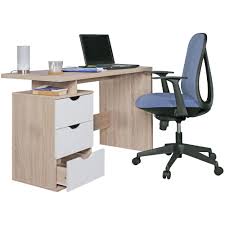 Wir liefern ihren neuen schreibtisch bis an die haustür, während sie sich mit freiem kopf wichtigeren aufgaben widmen können. Finebuy Schreibtisch 120 X 76 X 53 Cm Mit 3 Schubladen In Sonoma Weiss Computertisch