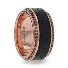Buy your diamond online and receive it at home or collect from one of our trusted jewelers. Hyperia Lava Inlaid 10k Rose Gold Men S Wedding Band With Black Diamonds Around Polished Edges 10mm Larson Jewelers