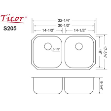 ticor s205 undermount 16 gauge
