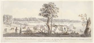 Encampment of the Loyalists at Johnstown by James Peachey, ca. 1784-1790