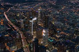 The los angeles skyline is seen during twilight on august 21, 2013 in california. Los Angeles Skyline Night Hunter Kerhart Los Angeles Architectural Photographer