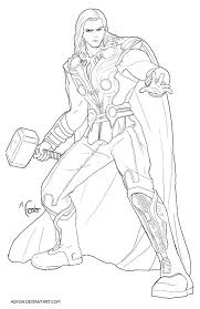 Thor Line Art By Adyon On Deviantart Avengers Coloring Pages Marvel Coloring Superhero Coloring Pages