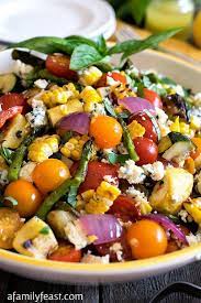 Grilled Summer Vegetable Salad A Family Feast Summer Salads Vegetable Salad Delicious Salads