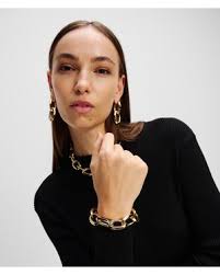 Karl Lagerfeld Ikon Karl Chain-link Bracelet in Metallic