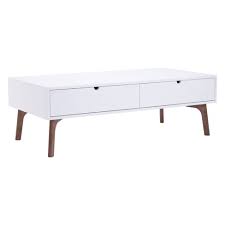 A gorgeous collection of useful coffee tables with more than just one function, these black and white coffee tables are perfect for a modern and classic home design ideal. Mid Century Modern Double Drawer Coffee Table White Walnut Zm Home Target