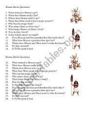 Download disney trivia questions printable. Moana Movie Questions Esl Worksheet By Gyslindaolivier