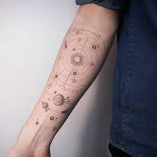 Solar System Forearm Tattoo By Irene Bogachuk Feminine Tattooing Irenebogachuk Solar System Tattoo Tattoos Forearm Tattoo