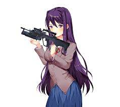 I was wondering if i could get some lovecore (ddlc) yuri icons? This Is Yuri Yuri Has Pledged To Protecc The Chibis From Harm With Her Pixelated Rifle Will You Join Her In This Noble Quest Ddlc