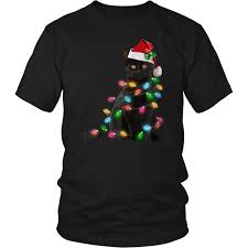 Black Cat Christmas Light Tshirt Funny Cat Lover Christmas Teefig Cat Mom Shirts Crazy Cat Lady Shirt Funny Tshirts