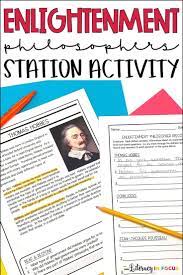 Enlightenment Philosophers Age Of Enlightenment Stations And Writing Activity Text Based Questions Writing Activities Enlightenment
