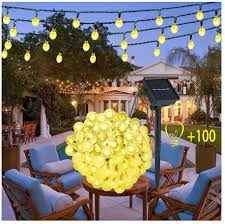 Solar Lichterkette Aussen 12m 100 Led Kristall Kugeln Beleuchtung Ip65 Wasserdicht Warmweiss Ausserlichterket In 2020 Lichterkette Aussen Solar Lichterkette Lichterkette