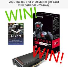 Maybe you would like to learn more about one of these? Amd Rx 480 And 100 Steam Gift Card International Giveaway Enter Here Https Wn Nr Xny5kr Steam Gift Card Gift Card Giveaway Graphic Card