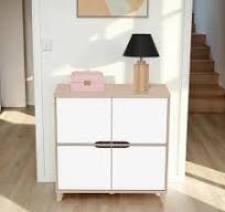 Meuble de rangement style scandinave chêne/blanc Nordic