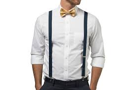 Navy Suspenders Gold Bow Tie Baby To Adult Sizes Armoniia