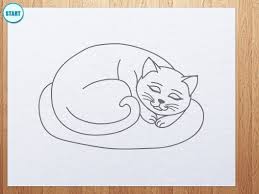 How To Draw An Easy Sleeping Cat Art Lessons For Kids Cat Drawing Summer Fun For Kids