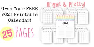 Us letter but easily resizable. Free Printable 2021 Calendar Bright And Pretty