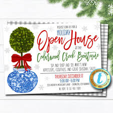 Holiday Open House Invitation Christmas Boutique Shopping Etsy In 2020 Holiday Open House Invitations Open House Invitation Open House Party Invitations