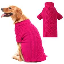 Pupteck Classic Cable Knit Dog Sweater Pet Turtleneck Coat Puppy Winter Clothes 2 Colors