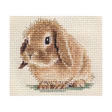 1 x cover page with the main image; Lop Eared Bunny Rabbit Full Cross Stitch Kit All Materials Fido Studio Cross Stitch Animals Cross Stitch Cross Stitch Patterns