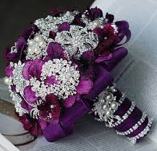 Love Purple Bridal Bouquet Bridal Brooch Bouquet Jeweled Bouquet