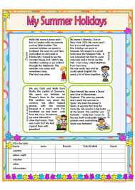 My Summer Holidays Holiday Reading Comprehension Reading Comprehension Worksheets Reading Comprehension