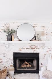 Black And White Fireplace Decor Round Mirror White Fireplace Decor Ideas Mantle Decorating In 2020 White Fireplace Fireplace Mantle Decor Brick Fireplace Mantles