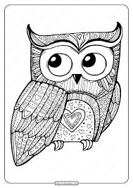 Printable Valentine Owl Pdf Coloring Page High Quality Free Printable Coloring Drawing Painting Pages Owl Coloring Pages Bird Coloring Pages Coloring Pages