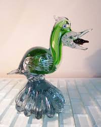 $17.99 blown glass bird polar snow owl open wings murano figurine ornament white. Vintage Murano Glass Birds