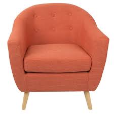 Product title belleze modern accent chair roll arm linen living ro. Rockwell Orange Mid Century Modern Accent Chair At Home