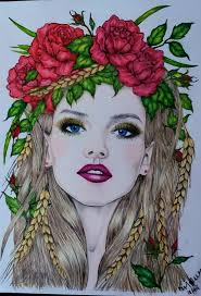 What colors were used in the colorful greyscale drawing?