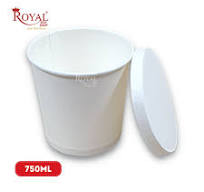 750 ML Round Food Containers Tub With Lids I Disposable & Biodegradable  Paper I White Color I Food Storage Tub, Take Away Box