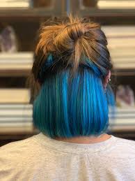 Pin By Angel Gray On Short Blue Hair In 2020 Peekaboo Hair Hair Streaks Hidden Hair Color
