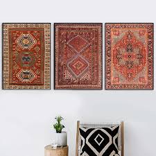 Some common characteristics of persian rugs include a large size, and intricate floral patterns woven in glowing colors, often with a central medallion. Oriental Rugs Pattern Vintage Posters And Prints Antique Persian Carpets Retro Wall Art Canvas Painting Pictures Home Decor Nordic Wall Decor