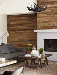 Holz Wandverkleidung Und Kaminofen Und Graues Sofa Wohnzimmer Modern Wohnen Wohnung