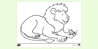 The lion and the mouse coloring pages. Lion With Mouse In Paw Colouring Sheet Aesop For Kids