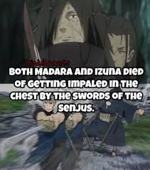 Madara And Izuna Died In The Same Way By A Senju S Hand Well Actually Madara Didn T Die But Still Naruto Facts Anime Naruto Naruto Memes