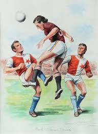 Sparta byla v prvním poločase aktivnější, jenže gól do šatny ji zlomil. Marcel Niederle Derby Slavia Sparta 1978 Mutualart