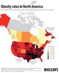 Obesity Rates In North America Map North America America