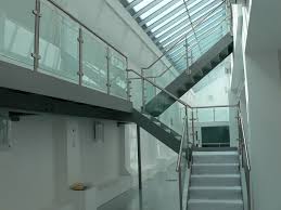 A Steel Staircase With Stainless Steel Handrails And Pan Treads Filled With Concrete All Fabricated And Fi Stainless Steel Handrail Staircase Modern Staircase