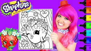 Shopkins season 6 doll chef club donatina. Coloring Shopkins Strawberry Kiss Coloring Page Prismacolor Markers Kimmi The Clown Youtube