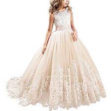 Weitere ideen zu hochzeit, kleider, hochzeitskleid. Iwemek Madchen Blumenmadchen Kleid Hochzeit Mit Appliques Pailletten Spitze Tull Festzug Abend Flower Girl Dresses Tulle Girls Pageant Dresses Tulle Dress Long
