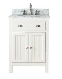 For small bathroom vanities that are big on style, you'll find no better catalog than the one right here on tradewindsimports.com.all of our vanities between 25 and 30 inches wide are built for luxury: Avanity Hamilton Single 25 Inch Transitional Bathroom Vanity French White