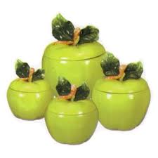 green apple ceramic canister set