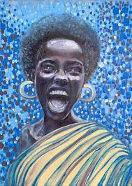 See more ideas about church art, african american art, art. Black Woman Laughing Face In Blue Painting By Julia Brinkfrau Saatchi Art